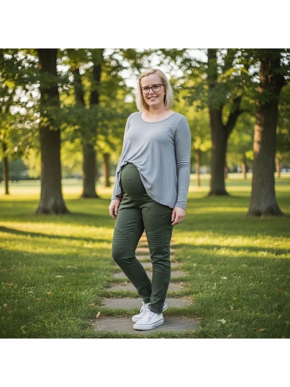 ISABEL maternity Ingrid & Isabel maternity green ankle zipped jeggings size 00